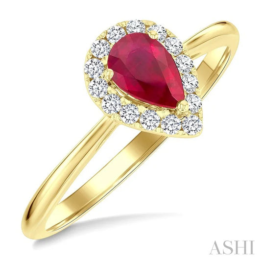 Pear Shape Gemstone & Halo Diamond Ring