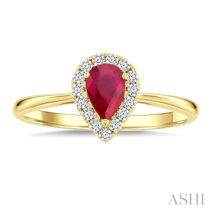 Pear Shape Gemstone & Halo Diamond Ring