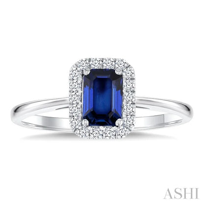 Emerald Shape Gemstone & Halo Diamond Ring