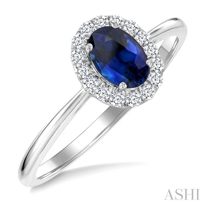 Oval Shape Gemstone & Halo Diamond Ring