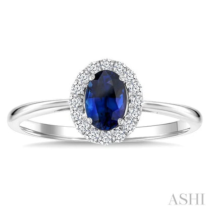 Oval Shape Gemstone & Halo Diamond Ring