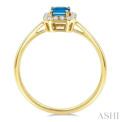 Emerald Shape Gemstone & Halo Diamond Ring
