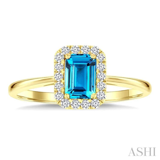 Emerald Shape Gemstone & Halo Diamond Ring