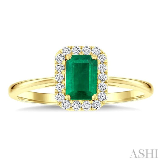 Emerald Shape Gemstone & Halo Diamond Ring