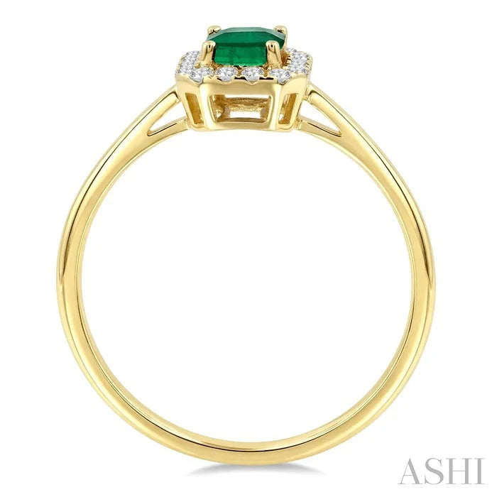 Emerald Shape Gemstone & Halo Diamond Ring