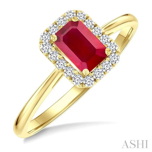 Emerald Shape Gemstone & Halo Diamond Ring