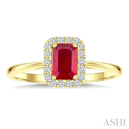 Emerald Shape Gemstone & Halo Diamond Ring