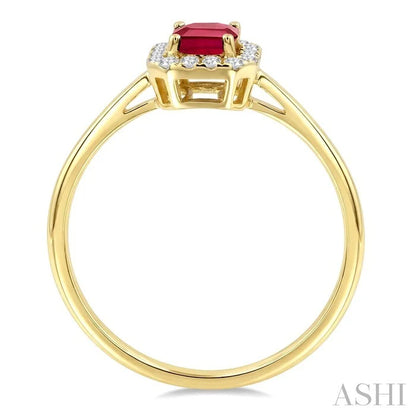 Emerald Shape Gemstone & Halo Diamond Ring