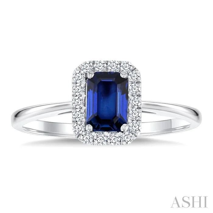 Emerald Shape Gemstone & Halo Diamond Ring