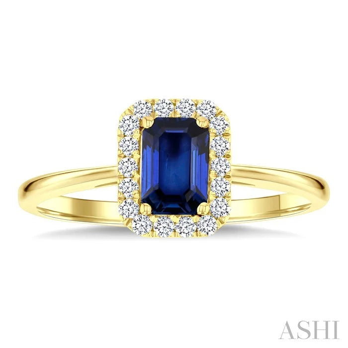 Emerald Shape Gemstone & Halo Diamond Ring