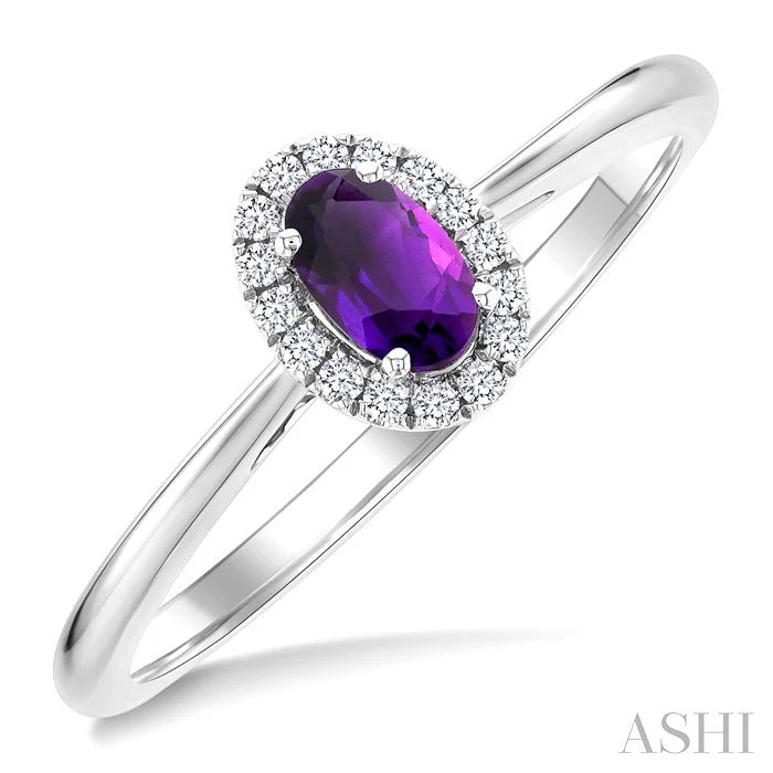 Oval Shape Gemstone & Halo Diamond Ring