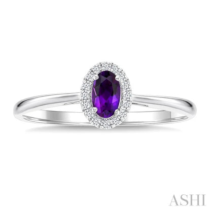 Oval Shape Gemstone & Halo Diamond Ring