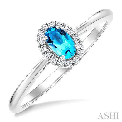 Oval Shape Gemstone & Halo Diamond Ring