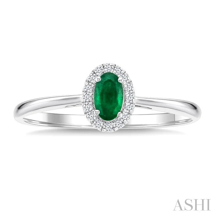 Oval Shape Gemstone & Halo Diamond Ring