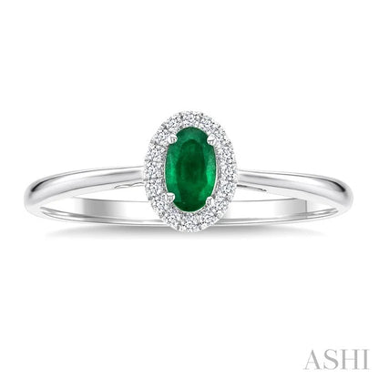 Oval Shape Gemstone & Halo Diamond Ring