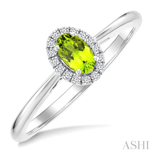 Oval Shape Gemstone & Halo Diamond Ring