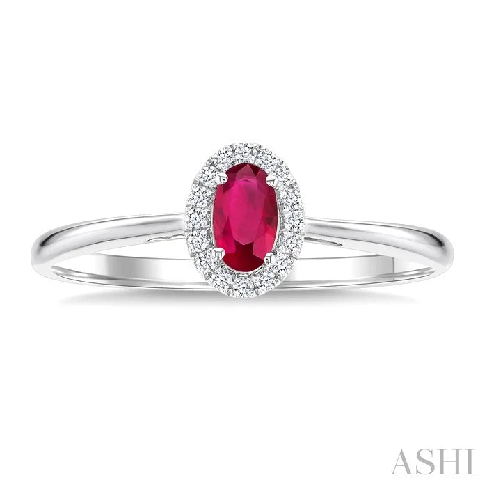 Oval Shape Gemstone & Halo Diamond Ring
