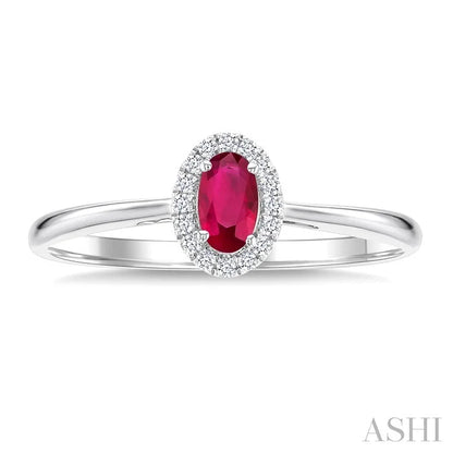 Oval Shape Gemstone & Halo Diamond Ring