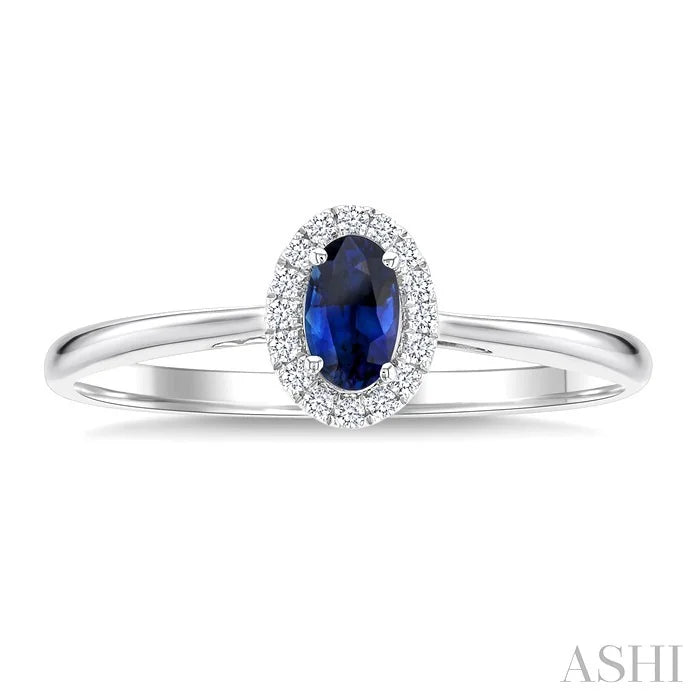 Oval Shape Gemstone & Halo Diamond Ring