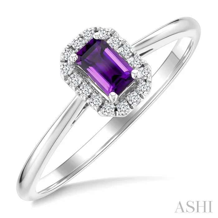 Emerald Shape Gemstone & Halo Diamond Ring