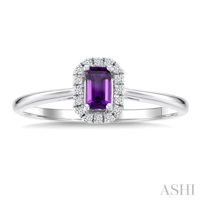 Emerald Shape Gemstone & Halo Diamond Ring