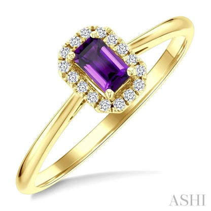 Emerald Shape Gemstone & Halo Diamond Ring
