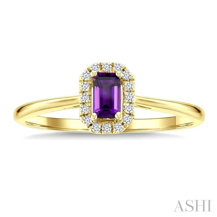 Emerald Shape Gemstone & Halo Diamond Ring