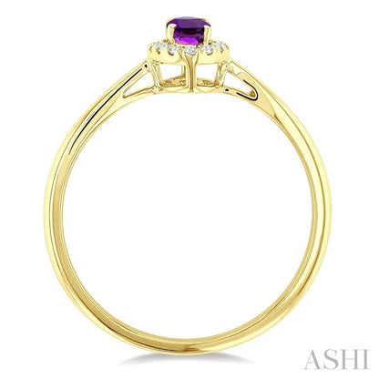 Oval Shape Gemstone & Halo Diamond Ring