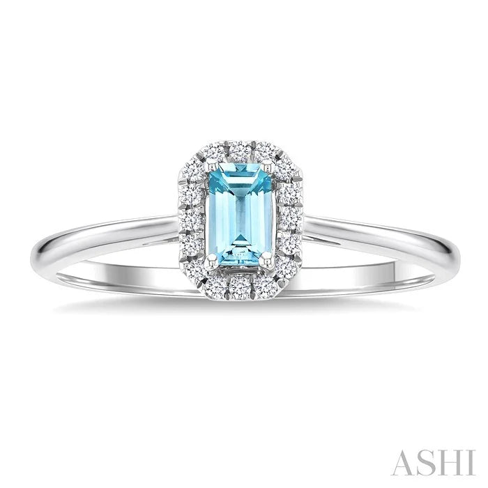 Emerald Shape Gemstone & Halo Diamond Ring