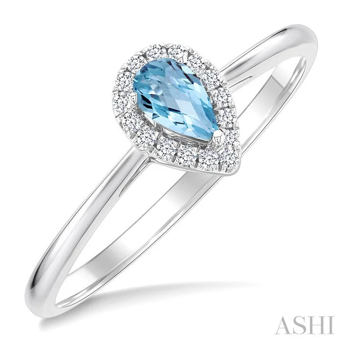 Pear Shape Gemstone & Halo Diamond Ring