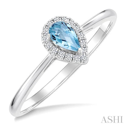 Pear Shape Gemstone & Halo Diamond Ring