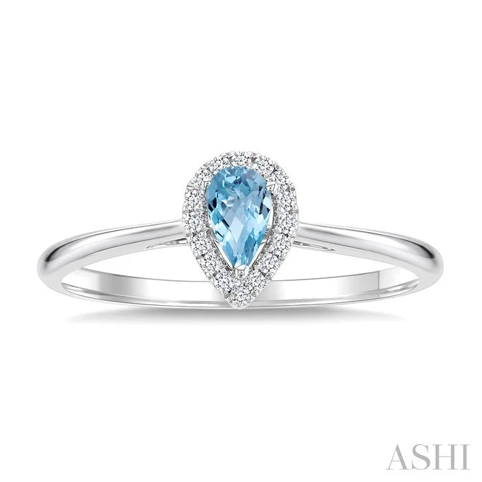 Pear Shape Gemstone & Halo Diamond Ring