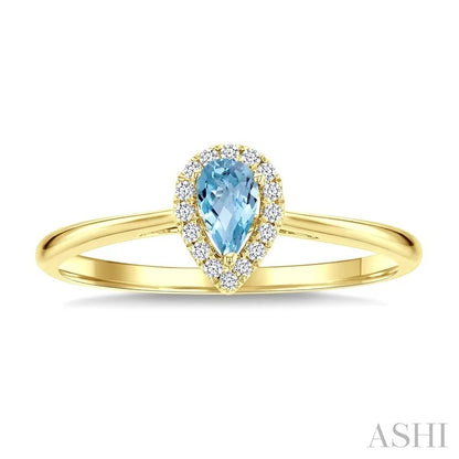 Pear Shape Gemstone & Halo Diamond Ring
