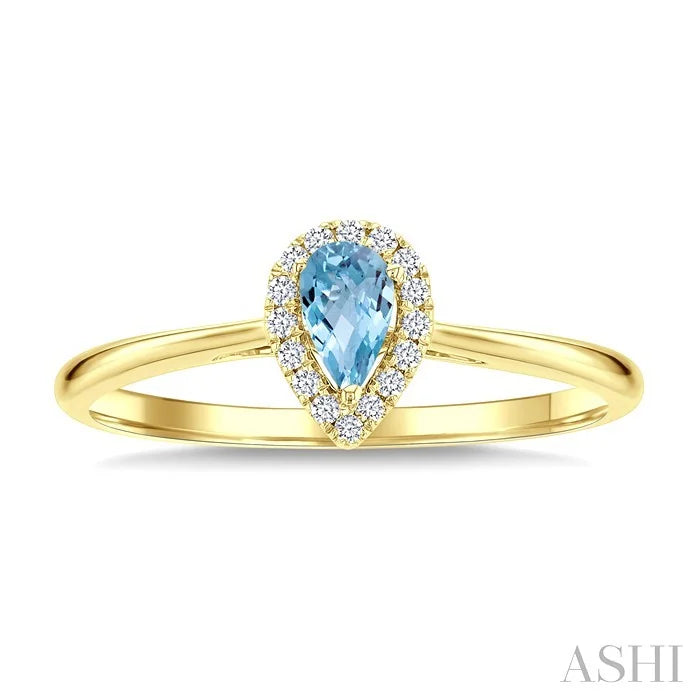 Pear Shape Gemstone & Halo Diamond Ring
