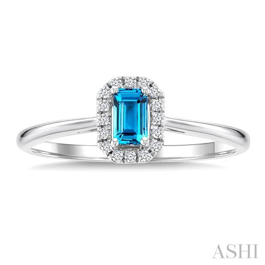 Emerald Shape Gemstone & Halo Diamond Ring