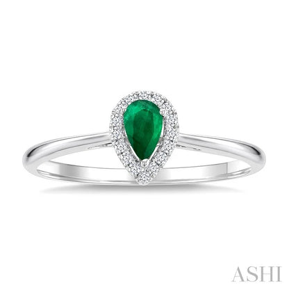 Pear Shape Gemstone & Halo Diamond Ring