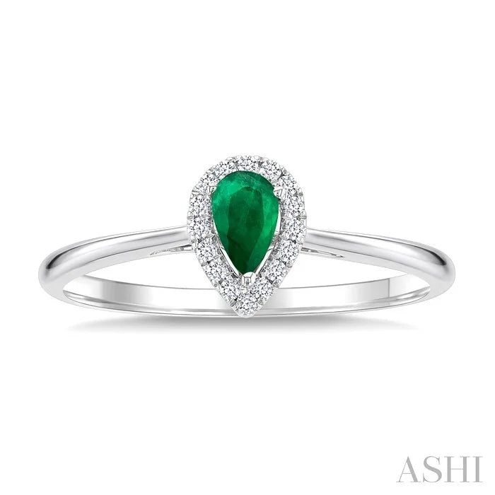 Pear Shape Gemstone & Halo Diamond Ring