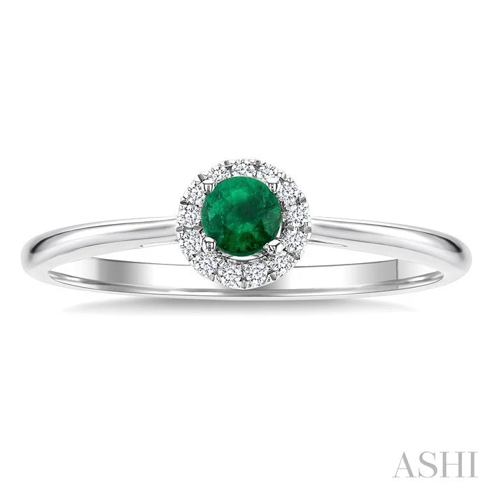 Round Shape Gemstone & Halo Diamond Ring