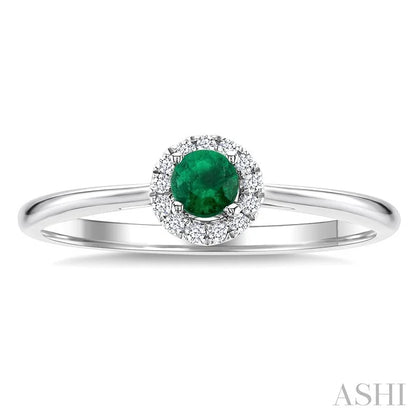 Round Shape Gemstone & Halo Diamond Ring