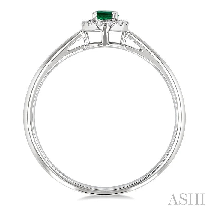 Round Shape Gemstone & Halo Diamond Ring