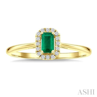 Emerald Shape Gemstone & Halo Diamond Ring