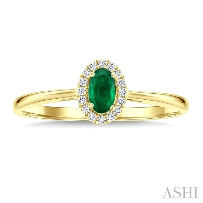Oval Shape Gemstone & Halo Diamond Ring