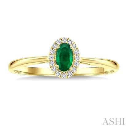 Oval Shape Gemstone & Halo Diamond Ring