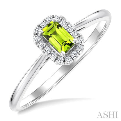 Emerald Shape Gemstone & Halo Diamond Ring