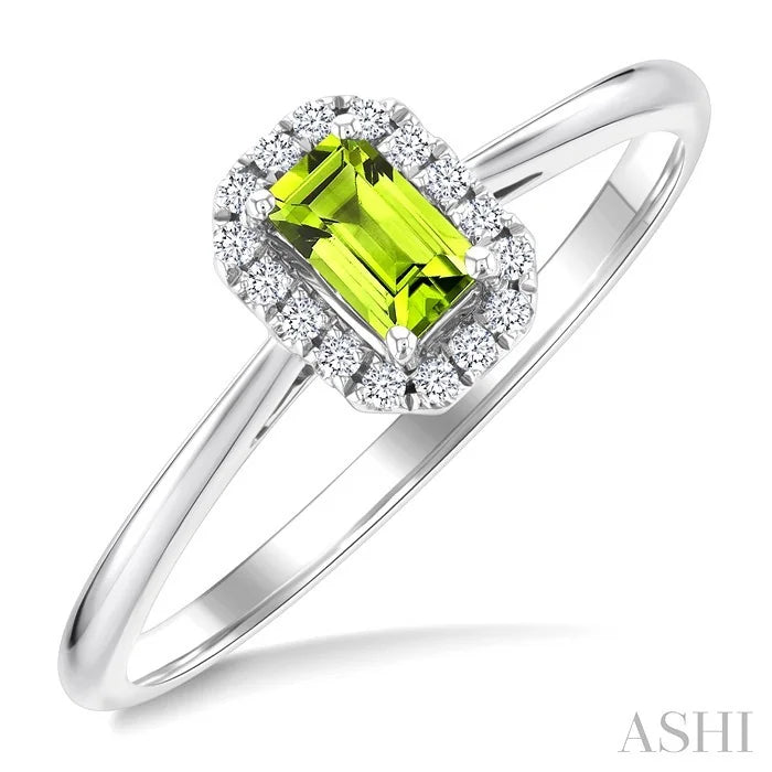 Emerald Shape Gemstone & Halo Diamond Ring