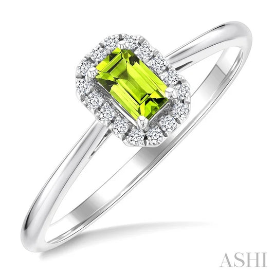 Emerald Shape Gemstone & Halo Diamond Ring
