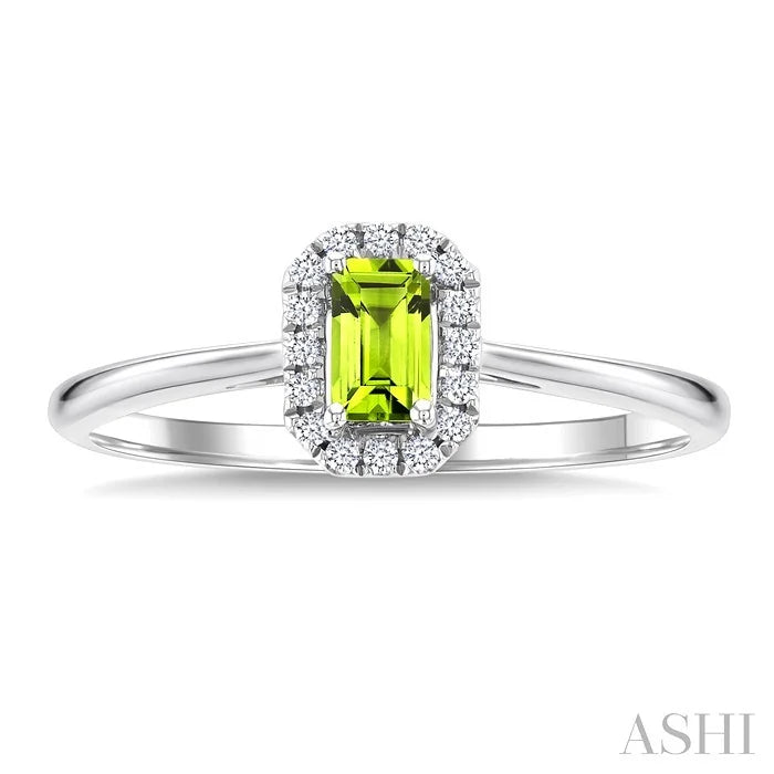 Emerald Shape Gemstone & Halo Diamond Ring