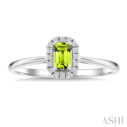 Emerald Shape Gemstone & Halo Diamond Ring