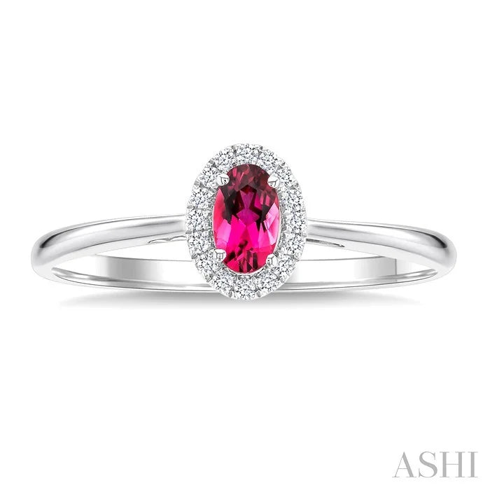 Oval Shape Gemstone & Halo Diamond Ring