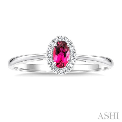 Oval Shape Gemstone & Halo Diamond Ring
